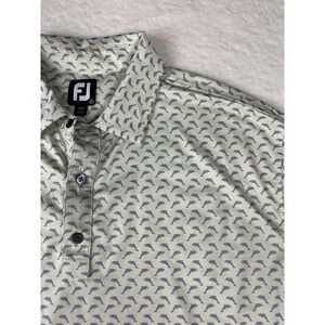 FJ FootJoy Golf Polo‎ Shirt Mens XL Dolphin Print Short Sleeve Button Up